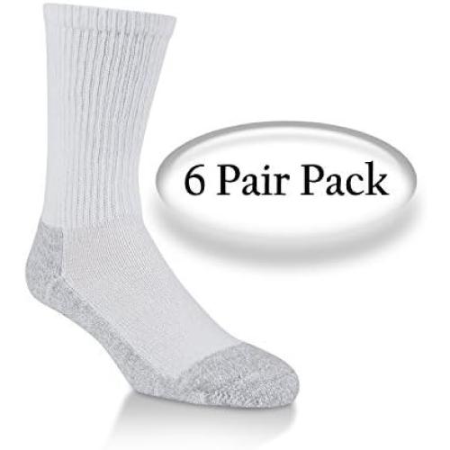 Size S/M POWER-CUSHIONED Performance Crew Large 6 Pair Pack (White), LARGE (Men's shoe