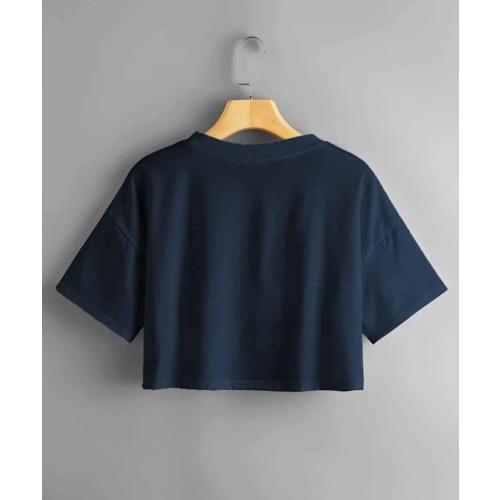 MISSACTIVER Women's Brooklyn New York Letter Print Cropped Tee Crew Neck Short Sleeve Basic Casual Loose Fit Crop T-Shirt Top Navy