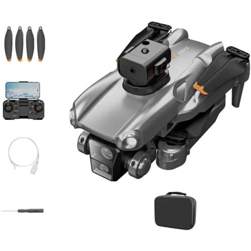 Waillynice- P25 RC Drone Profesional Dual HD Camera Aerial Photography FPV Helicopters Obstacle Avoidance Foldable RC Quadcopter Toys (Grey-3 C-OF-ESC-1B)