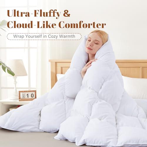 Cosybay Feather and Down Fiber Comforter Insert Cal King, 100% Cotton Cover
