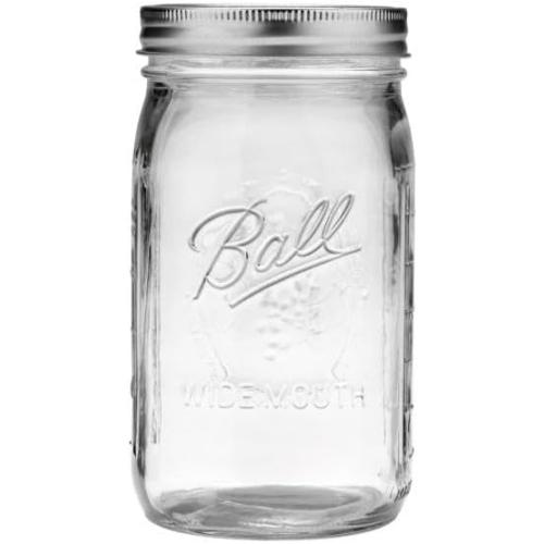 Ball Wide Mouth Glass Mason Jars with Lids and Bands, Used for Canning, Pickling, Juice, Jam, Jelly, Quart Size 32 Ounce (Pack of 2)
