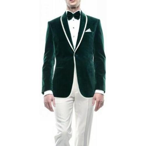 Men's Medium Velvet Suit Shawl Lapel Tuxedos One Button Jacket 2 Pieces Set for Wedding Groom