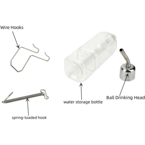 2 Pcs Pet Cage Water Bottle No Drip Small Animal Water Bottle, Hanging Waterer for Rabbit, Guinea Pig, Hedgehog, Squirrel, Rat, Chinchilla, Hamster Dispenser Bottle