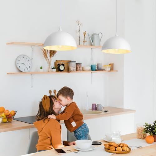 White Plug in Pendant Light,2 Pack 11.8inch Hanging Lights with Plug in Cord 14.7 ft, Hanging Pendant Light,Hanging Lamp Plug in for Bedroom Living Room Kitchen Island