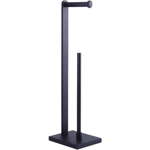 GERZWY SUS 304 Stainless Steel Bathroom Free Standing Toilet Paper Holder Toilet Roll Holder for Bath, Matte Black DZY022-BK