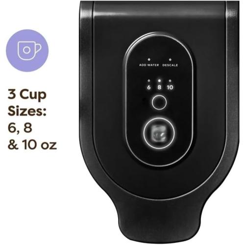 KeuriigK K Express Essentials Single Serve K Cup Pod Coffee Maker, 3 cup sizes (6, 8, and 10oz), Fast Fresh Brew, 30oz Removable Water Reservoir (Black)