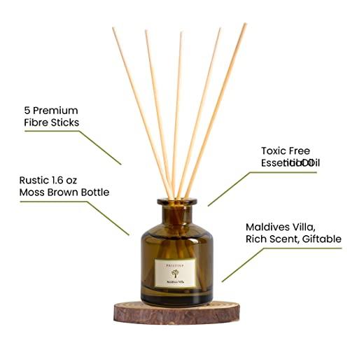 PRISTINE Maldives Villa/Inspired by Marriott Hotel Reed Diffuser for Home | Citrusy Grapefruit, Apple/Ocean Breeze/Sandalwood Oil Reed Diffuser Set & Reed Diffuser Sticks | Home Decor Scent Diffuser