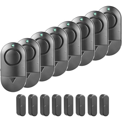 Window Door Alarm, Pool Alarms Black Personal Home Kids Security for House, Office (8 Pack)