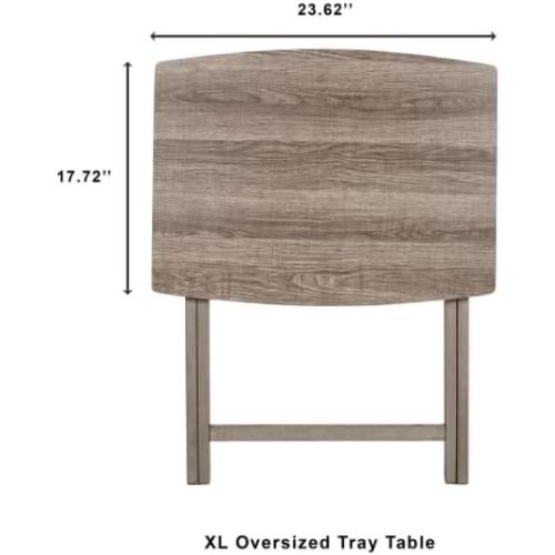 Home furnishings, Modern Indoor Folding XL Extra-Large Tray Table, Grey, 23.5 inches Long x 18 inches Wide x 26 inches high.