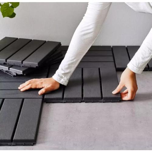 9 sq. ft Plastic Interlocking Deck Tiles, 9 Pack Patio Deck Tiles, 12x12 Waterproof Outdoor Flooring All Weather Use, Patio Floor Decking for Porch Poolside Balcony Backyard, Grey