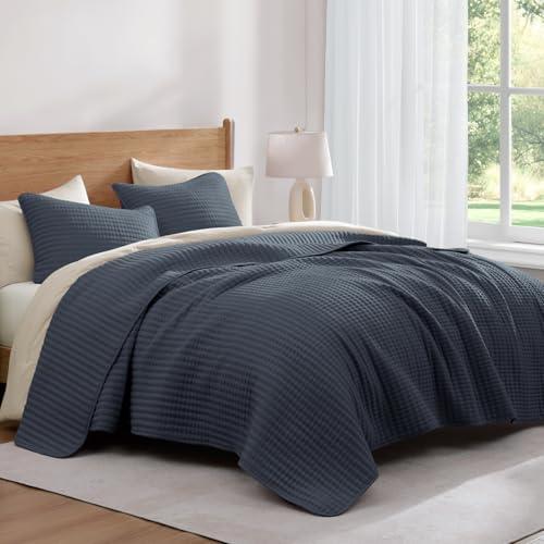 Queen Quilt-Lightweight Bedspreads Blue Grey Queen Size Quilt Bedding Set