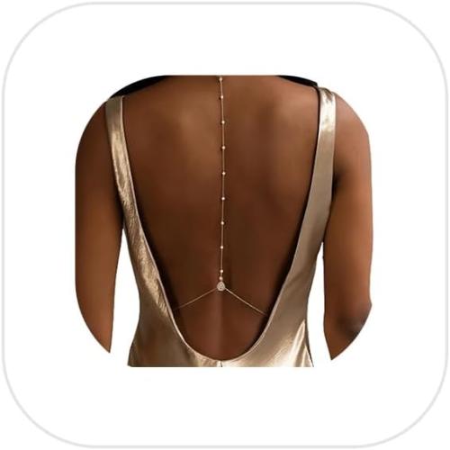 Bride Backless Rhinestone Waterdrop Body Chain Belly Waist Necklace