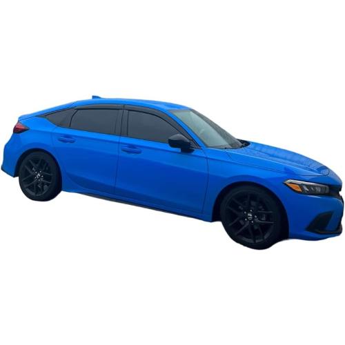 2022-2026 Tape-On Rain Guards for Honda Civic Hatchback Side Window Visor Deflectors HB LX Sport Touring EX-L Tinted Vent Shades Protectors 2023 2024 2025