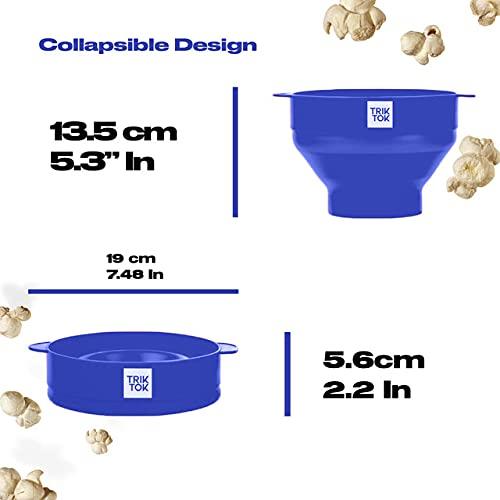Microwave Silicone Popcorn Popper - TRIK TOK - Maker with Handles Collapsible Bowl Bpa Free Dishwasher Safe air hot pop maker crazy bend