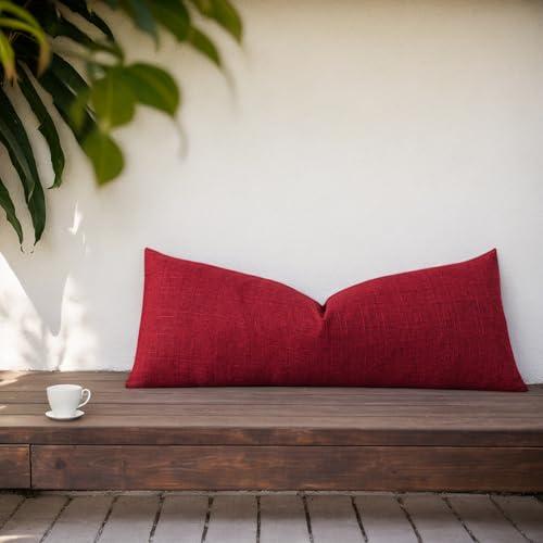 Kevin Textile Outdoor Waterproof 14”x36” Lumbar Pillow Cover 1 Pack, Red