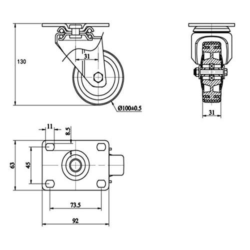 Finnhomy 4” Swivel Casters Wheels Set of 4 Plate Casters Heavy Duty Premium Polyurethane Wheels PU Load Bearing 2,600 Lbs Anti-wear Smooth Casters Red (Free Screws)