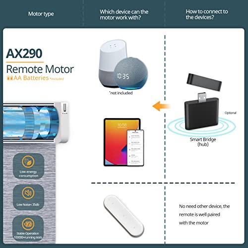 Motorized Blinds No Drill Automatic Blinds for Windows Cordless Roller Shades Electric Blinds with Remote Control Smart Blinds (White, 45.5 x 72)