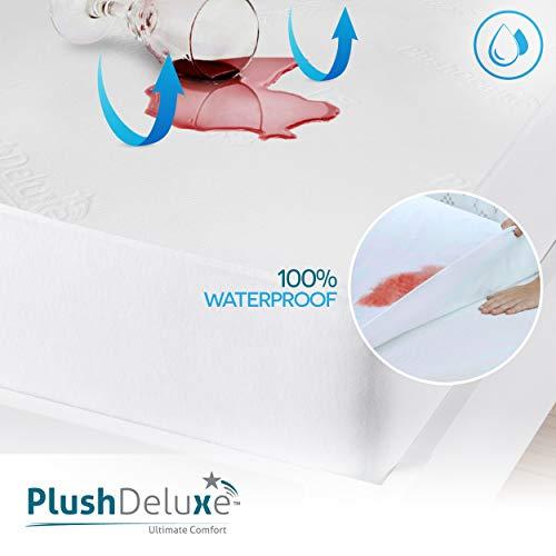 PlushDeluxe Bamboo Waterproof Mattress Protector, King Size, Ultra Soft
