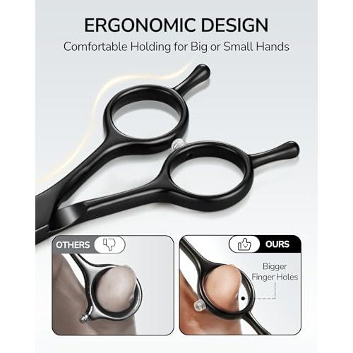 Hair Cutting Scissors, ULG Professional Hair Scissors 6.5” Right-Hand Razor Edge Barber Shears Salon Hair Cutting Shears Made of Japanese Stainless Steel, Hand Sharpened Black