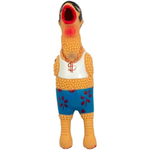 PUREPET 12 Inch Large Rubber Chicken Dog and Pet Toy Classic Henrietta or Earl in Beach Wear Latex Squawkers (12 Inch Earl)