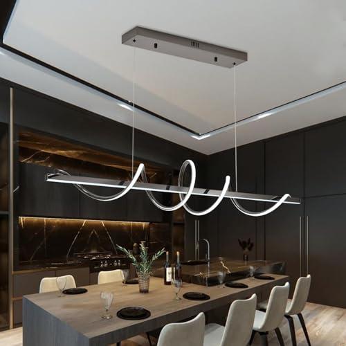 47.24 Modern Led Pendant Light for Kitchen Island Lighting,Electroplated Black Modern Chandelier for Dining Room Over Table Dimmable Led Ceiling Pendant Lights Creative Snake-Shaped Twist Design