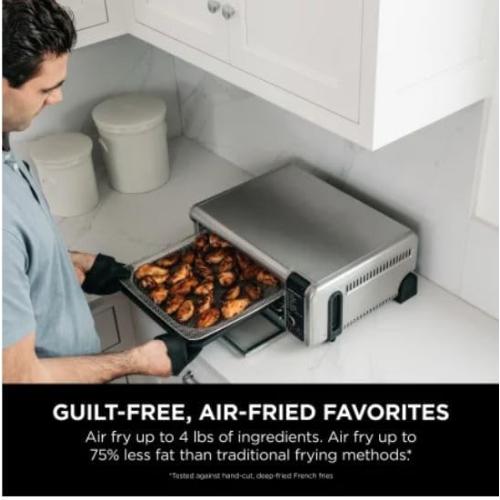 Ninja Digital Air Fry Countertop Oven, 8-in-1 Functionality, 1800W, Flip-Up Design, XL Capacity, Air Fry Basket, Wire Rack & Crumb Tray, Silver, SP101
