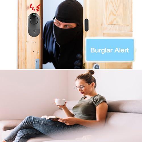 Window Door Alarm, Pool Alarms Black Personal Home Kids Security for House, Office (8 Pack)
