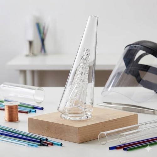 Clear Borosilicate Glass Cone Component - Precision Geometric Glass Art Supply for DIY Crafting, Stained Glass Making, Heavy Wall Construction (Clear)