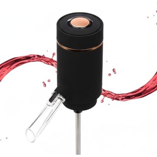 Electric Wine Dispenser - One Button Electric Wine Aerator and Pourer - Fits Most Bottles (Black & Rose Gold)