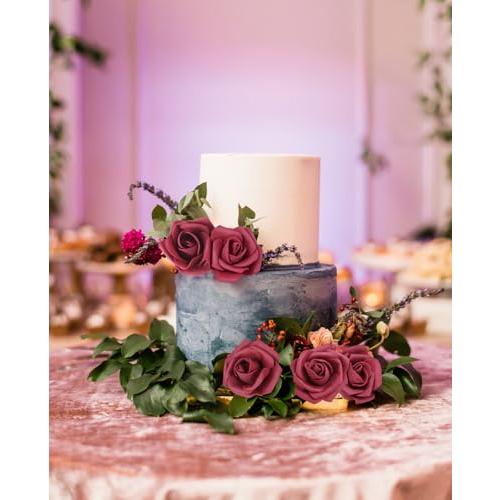 Artificial Stemless Rose Flower Heads, 200Pcs Burgundy Foam Roses Artificial Roses Flower Heads for Crafts 1.97in Stemless Roses for DIY Craft Wedding Bouquet Party Decoration(Burgundy)
