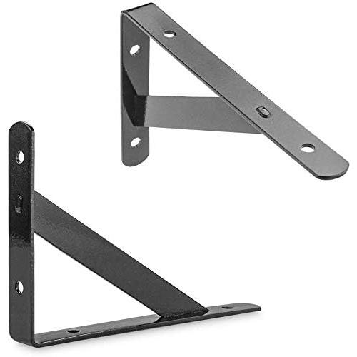 Heavy Duty Shelf Brackets 12 Packs Eau L Corner Brace Black 4 X 6 Inch 90 Degree Floating Shelves, Tripod Triangle Shelf Brackets for Floating Wood Shelves