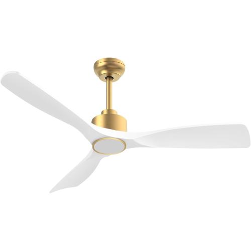 OFANTOP 52 Inch ETL Listed Indoor Outdoor Smart Ceiling Fans with Lights Remote Control, Quiet DC Motor 3 Blade Modern White Gold Ceiling Fan for Bedroom Living Room Patio
