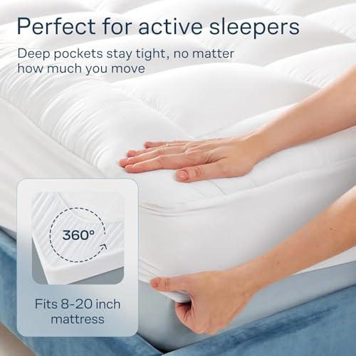 Niagara Sleep Solution 100% Cotton Top Cooling Mattress Topper - Queen Size | Cloud-Like Mattress Pad, Breathable, 20 Deep Pocket, Back Pain Relief, Perfect for Hot Sleepers, White