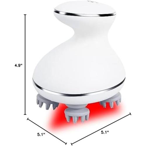 Electric Head Massager Waterproof,with 4 Detachable Massage Heads,Wireless Portable Red Light Care Handheld Massager,4 Massage Modes Stress Relax for Scalp,Suitable The Whole Body and Pets