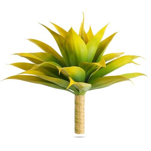 Velener Artificial Agave Fake Plants, Yellow Fake Succuents Plant for Room Decor, Unpotted Faux Agave Plant for Outdoor/Indoor Fall Decor, Yellow, 22 inches, Set of 1
