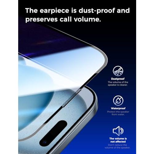 MAGIC JOHN Easy Installation for iPhone 15 Screen Protector, Tempered Glass