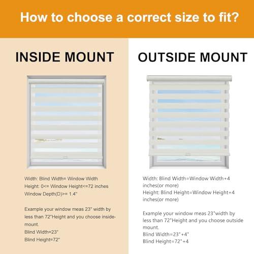 Persilux Cordless Zebra Blinds for Windows with Jacquard Pattern Insulated Roller Shades Light Filtering Sheer Window Shades for Home, Office and Door (34 W x 72 H, Cream)