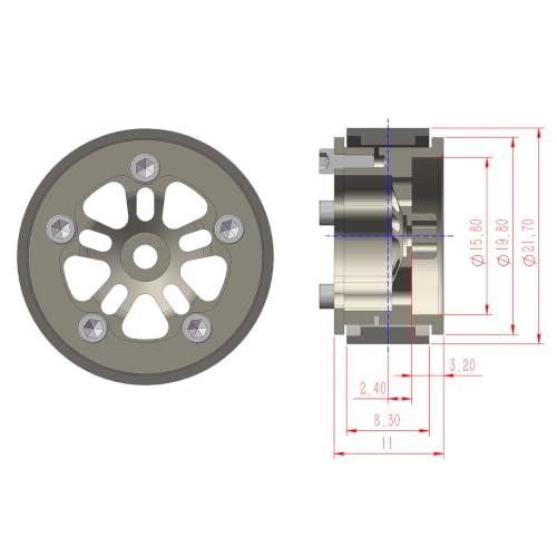 Deep Dish Grade 5 Titanium Wheel Face Aluminum 0.7inch Beadlock Wheels Hubs for 1/30 Axial SCX30 RC Crawler Car Upgrades,Black