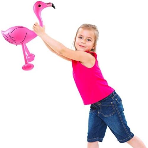 Yaomiao 6 Pcs Inflatable Pink Flamingos Pool Party Decor
