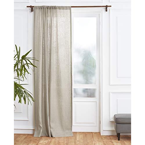 Solino Home Natural Linen Curtain 120 Inches Long, Light Filtering Rod Pocket Curtain 52 x 120 Inch, 100% Pure Linen European Flax Window Treatment for Living Room, Bedroom