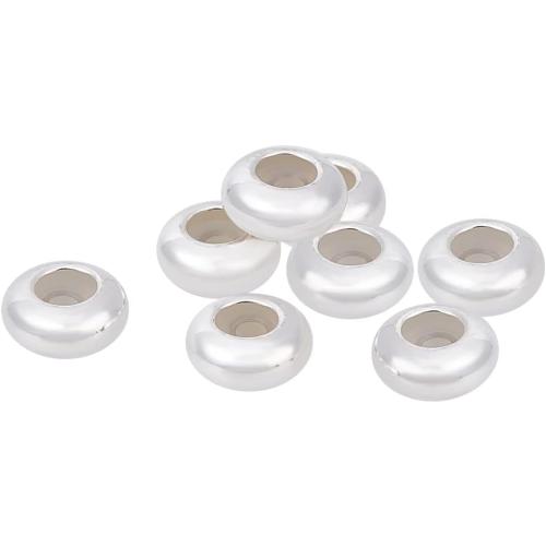 BENECREAT 8pcs Stopper Beads 925 Sterling Silver Spacer Bead 6mm Clip Stopper Charms Rondelle Bead with Silica Gel for DIY Bracelet Necklace Jewelry Making Accessorie