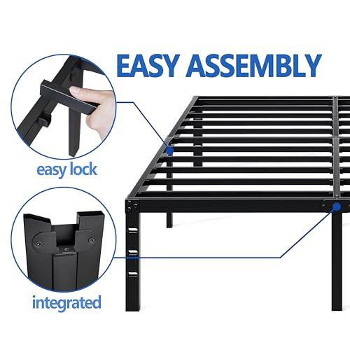 Black Metal Bed Frame,Twin Size Bed Frame with Storage Space,Heavy Duty Sturdy Mattress Foundation,Easy Assembly,No Box Spring Needed, Black,18 Inch,Twin