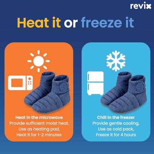 REVIX Microwavable Booties for Cold Feet, Heated Slippers, Navy S