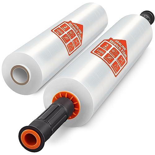 JARLINK Stretch Film, 15 x 1000' Shrink Pallet Wrap W/Handles, 60 Gauge