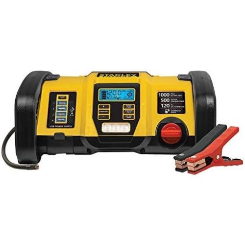 Stanley Fatmax 1200 Peak Amp Power Station with 4 USB Ports, Jump-Starter, 120 PSI Air Compressor, Black, Lithium Ion Battery
