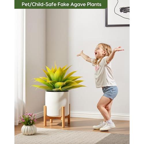 Velener Artificial Agave Fake Plants, Yellow Fake Succuents Plant for Room Decor, Unpotted Faux Agave Plant for Outdoor/Indoor Fall Decor, Yellow, 22 inches, Set of 1