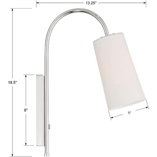 Crystorama Alexa 1 Light Glass Shaded Polished Nickel Task Sconce