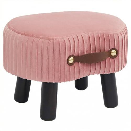 Foot Stools Small, Ottomon with Handle, Velvet Footrest Ottoman
