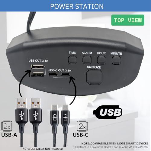 Digital Alarm Clocks for Bedrooms, 2 x USB-C and 2 x USB-A Charging Ports. Loud Alarm Clock for Heavy Sleepers Perfect for Bedroom, Desk, and Office.