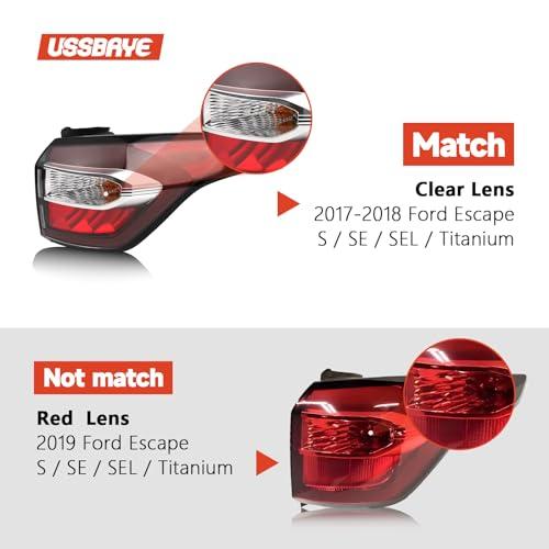 Tail Light Compatible with 2017 2018 Ford Escape S SE SEL Titanium Right | Rear Taillights with Bulb and Harness Passenger Side Tail lamp Assembly OE: GJ5Z13404C